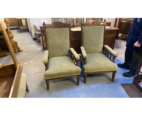  Sale Item:    PAIR EDWARDIAN EASY CHAIRS   Vat Status:   No Vat   Buyers Premium:  This lot is subject to a Buyers Premium o