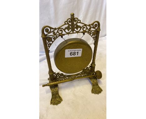  Sale Item:    SMALL BRASS GONG ON STAND (AF)   Vat Status:   No Vat   Buyers Premium:  This lot is subject to a Buyers Premi