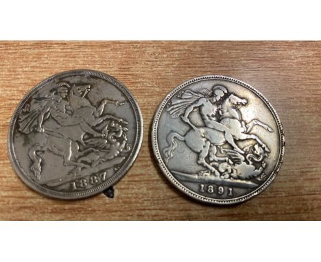  Sale Item:    2 CROWNS 1887 &amp; 1891   Vat Status:   No Vat   Buyers Premium:  This lot is subject to a Buyers Premium of 