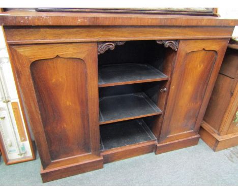 VICTORIAN ROSEWOOD CUPBOARD BASE CABINET with open shelf alcove, 112cm width Lot 707: Overall light surface marks, small area