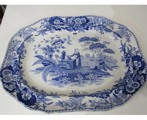 VICTORIAN TRANSFERWARE, 19th Century Copeland Spode "Girl at Well" pattern 52cm meat plate