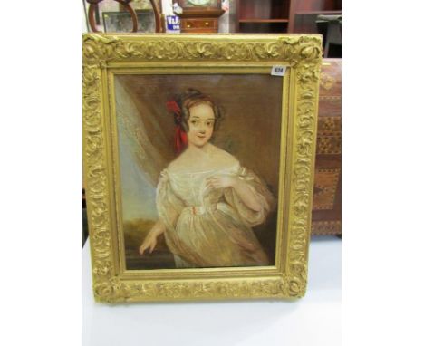 LATE GEORGIAN ENGLISH SCHOOL, oil on canvas "Portrait of Young Lady" (provenance from the estate of Elizabeth Pepys-Cockerell