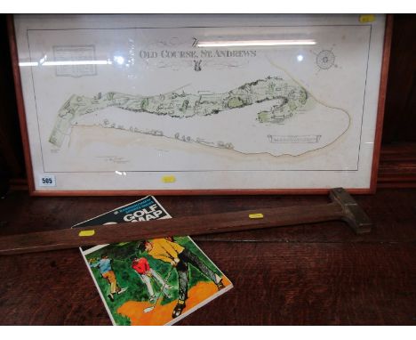 VINTAGE GOLF, Gillespie vintage pendulum putter framed plan of "Old Course, St Andrews" and 1 other