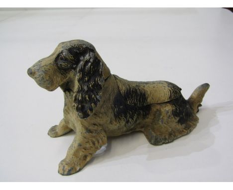 ANTIQUE NOVELTY TABLE LIGHT in form of dog, cold painted metal, possibly Austrian, 15cm length