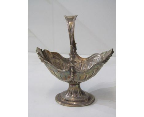 NEO CLASSICAL SILVER SWEETMEAT BASKET, swing handled with embossed swag design and putti mask detail, London 1879, 284 grams 