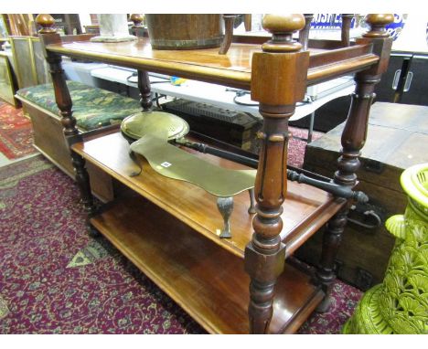 VICTORIAN MAHOGANY 3 TIER BUFFET, carved baluster column supports, 120cm width