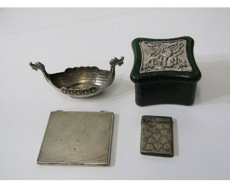 SILVER ITEMS, silver framed photograph holder with engine turned decoration, silver vesta with foliate decoration, Norwegian 