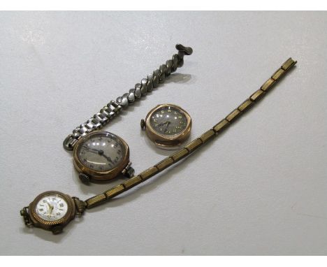 3 VINTAGE GOLD CASED WATCHES, Avia lady's wrist watch, Federal watch and 1 other, weight 30.9 grams (not including straps)