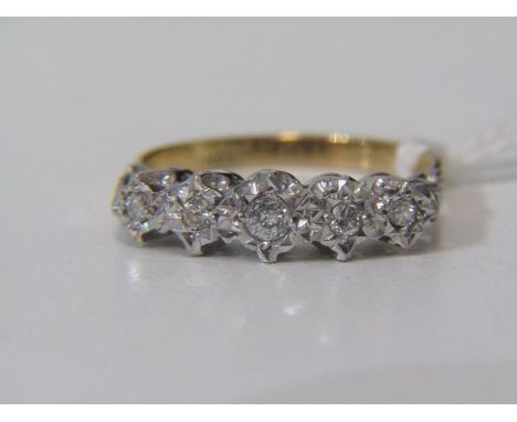 DIAMOND 5 STONE RING, 18ct yellow and white gold ring set 5 graduated diamonds, size Q/R, approx 0.4 carat diamonds, 3.1 gram