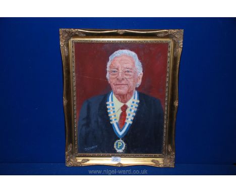 An Oil on board, half length Portrait of a Man with chain of office, signed Corbett.