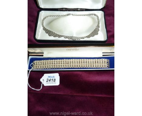 A pearl Bracelet by Corvette and a white metal Necklace by Monet.