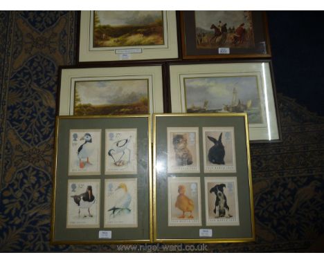 A quantity of Prints 'Off the East Coast', two Moorland Scenes together with a Print of Horse's Jumping and two framed sets o