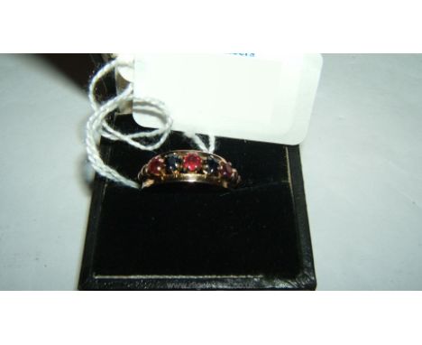 A 14k Gold, Ruby and Sapphire Ring