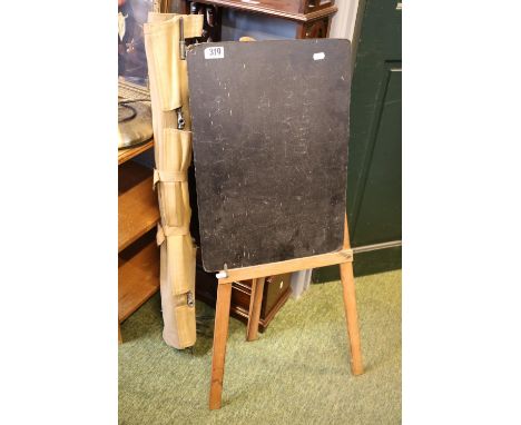 Vintage Childs Chalk board and Army camp bed 