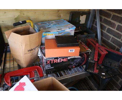Collection of assorted Tools to include Belt Sander, Halogen light etc.