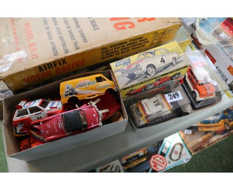 Collection of Airfix and Scalextric vehicles to include Datsun 240Z, Hornby Hobbies etc.