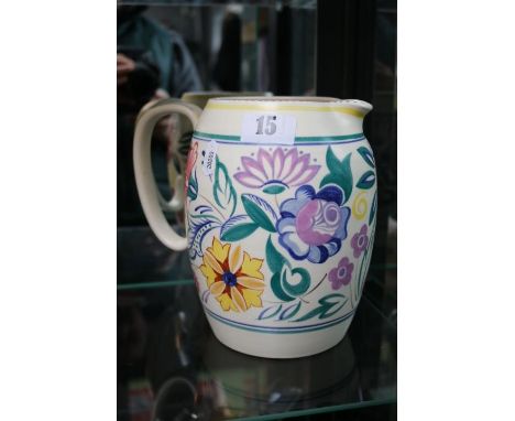 Poole Floral decorated Studio pottery Ewer impressed 127 to base. 