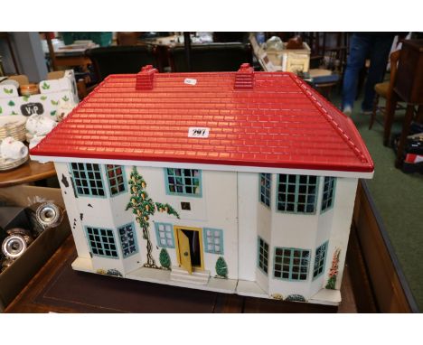 Vintage Dolls house with sliding front and Furniture 