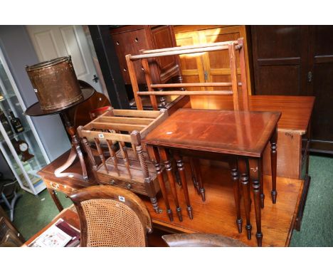 Collection of assorted Furniture to include Tripod table, Towel rail, Canterbury and a Nest of 3 tables