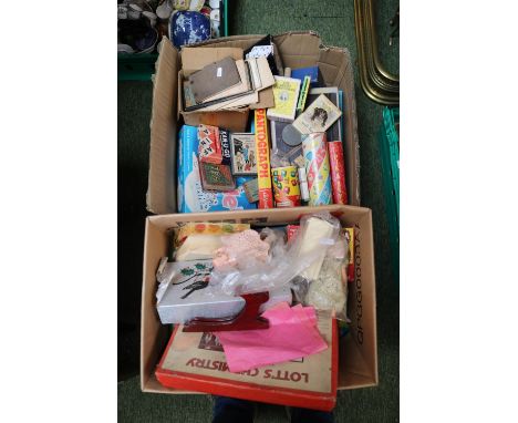 2 Large boxes of assorted Vintage Games and Toys to include Lotts Chemistry, Pantograph, Tri Ominos etc.