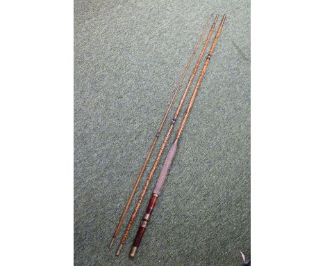 Vintage Surveyors Measure and a Bamboo 3 Piece Fishing rod 