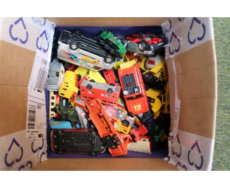 Box of assorted Die Cast Vehicles to include Superman Corgi Chevrolet Van 