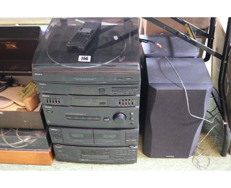 Vintage Sony Stacking stereo system with speakers and remote 