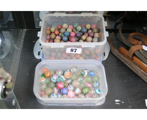 Collection of 19thC and later Glass Marbles and a Large collection of Clay Marbles 