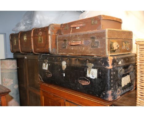 Collection of assorted Vintage Travelling Trunks 
