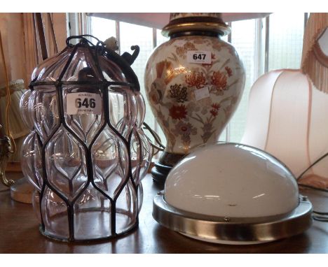 A bubble glass hall lantern - sold with a modern domed ceiling light