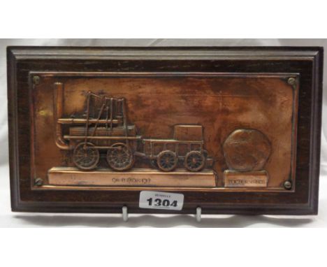 An embossed copper plaque on oak backing depicting No. 1 engine and the Bulmer's stone - with text verso - "Registered Panel"