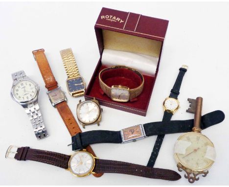 A box containing a collection of assorted wristwatches including boxed Rotary and vintage examples, etc. - various condition