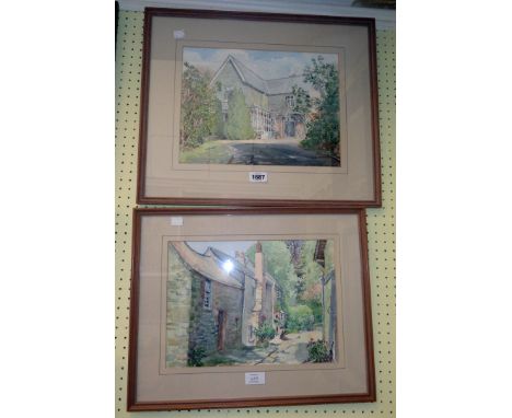 Freda Cowen: two similarly framed watercolours, both architectural of rural buildings - both signed and dated 91