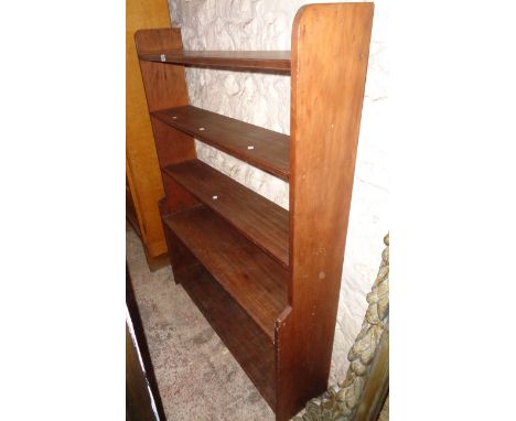 A 3' 6" stained wood five shelf open waterfall bookcase