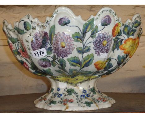 A late 19th Century French Le Nove floral pedestal Monteith bowl - a/f