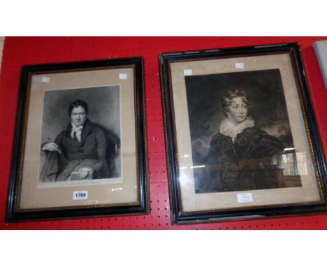 A 19th Century lithograph portrait of Sir William Beechey RA - sold with an antique engraving of William Henry West Betty