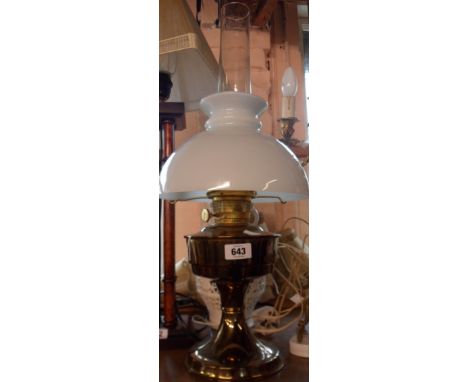 A Chinese blanc de chine lamp - sold with an Aladdin table oil lamp