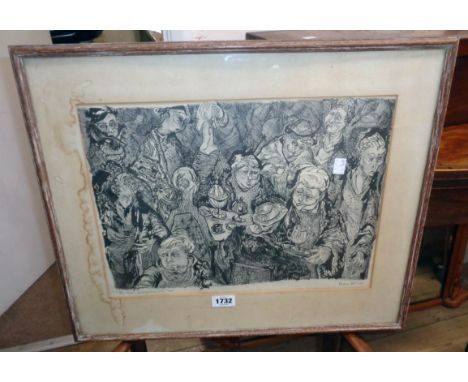 Baker: a framed monochrome print entitled "The semi-anonymous ones" 6/14 and dated 1953 