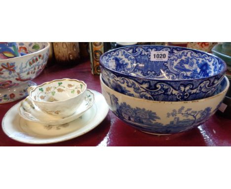 A George Jones Abbey bowl, a Copeland Spode Italian similar, a Rockingham cup and saucer, and a plate