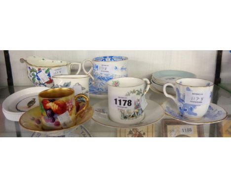 A Royal Worcester hand painted demitasse coffee can and saucer decorated with blackberries, signed K. Blake - sold with two W
