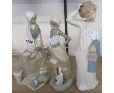 Two Lladro figures and a Nao similar