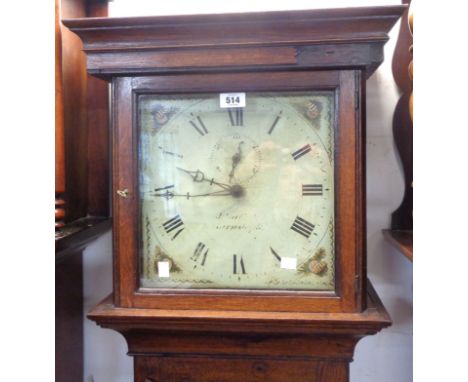 A 19th Century polished oak longcase clock, the 12" painted square dial indistinctly marked for J. Yateley, Barnstaple, with 