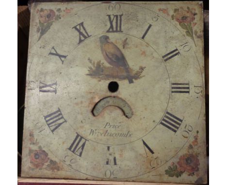 A 19th Century oak longcase clock, the 11" painted square dial marked for Price, Wibeliscombe, with thirty hour movement - al