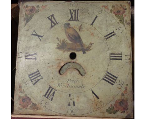 A 19th Century oak longcase clock, the 11" painted square dial marked for Price, Wibeliscombe, with thirty hour movement - al