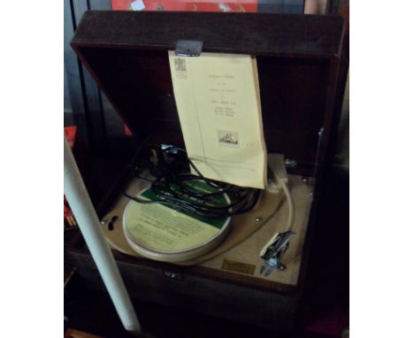 A vintage HMV record player - model 2126 with brochure, etc.