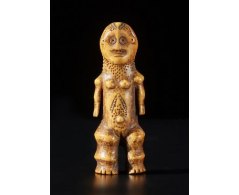 African art Standing figure, Lega D.R. Congo . . Cm 12,50. extremely rare carved ivory masango sculpture depicting a standing