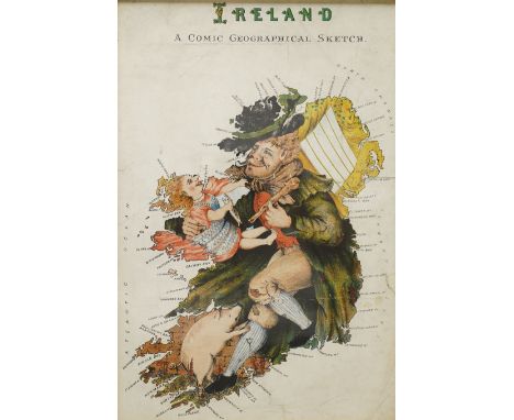 Lilian Lancaster (Tennant) (1852-1939): 'Ireland - A Comic Geographical Sketch', early 20th century lithographed caricature m