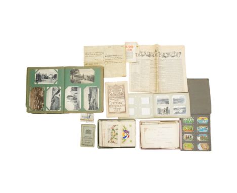  George III indenture between Francis Pitt and Richard Pitt 1805, vintage postcard album circa 1905 and loose cards, two ciga
