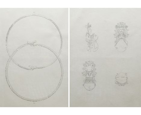 James Basire II (British 1769-1822) after Robert Smirke (British 1753-1845): 'Four View of a Gold Ornament found in Mexico' a