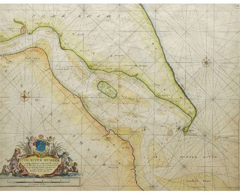 Captain Greenville (Greenvile) Collins (British 1643-1694): 'The River Humber', late 17th century engraved map or sea chart w